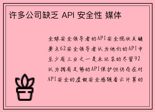 许多公司缺乏 API 安全性 媒体